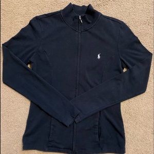 Women’s Ralph Lauren Jersey-Weight Full-Zip Jacket, Black